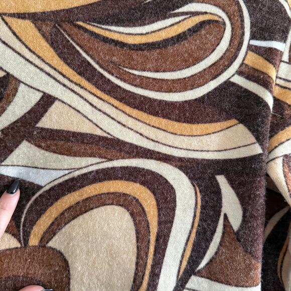 90s vintage VALLEY GIRL | 90s does 70s Brown Groovy Swirl Turtleneck | Medium - Picture 4 of 4